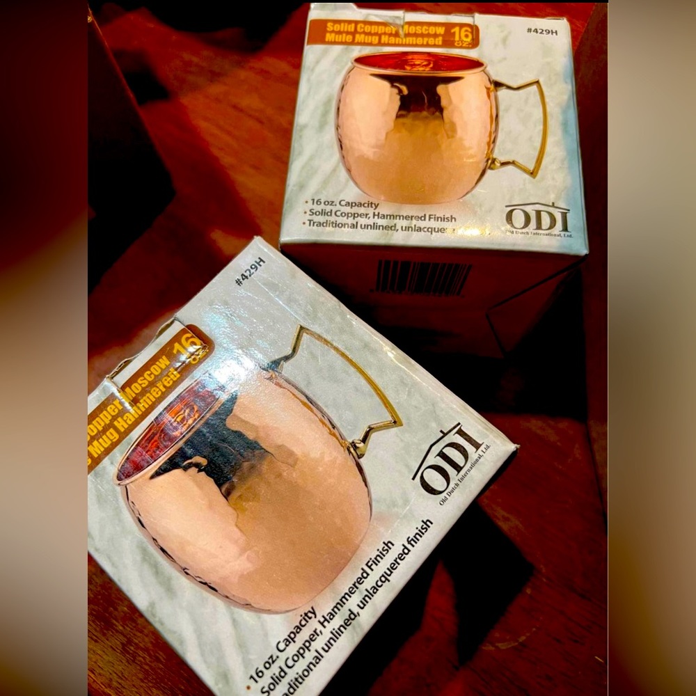 ODI MOSCOW MULE 16oz hammered copper mugs NEW in BOX set (4) GIFT HOLIDAY